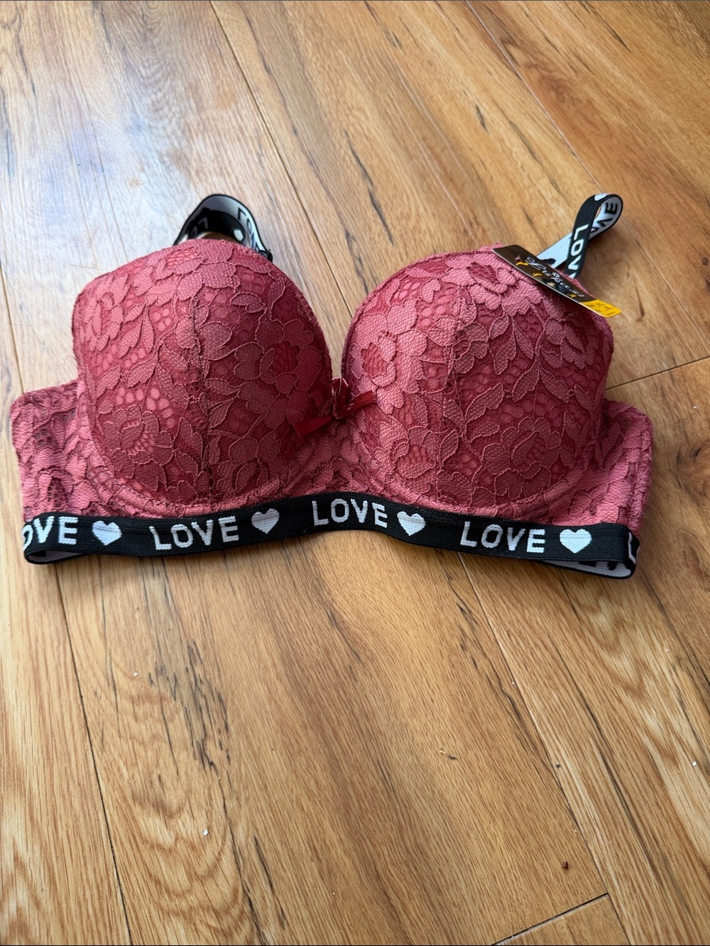LOVE Lace Push-Up Bra - Rose Red